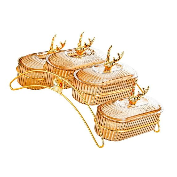 deevoka Dried Fruit Dish with Lid Appetizer Food Serving Tray for Snack Cookies Nuts Yellow