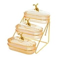 thumbnail image 1 of deevoka Dried Fruit Dish with Lid Platter Serving Tray for Cookies Appetizer Kitchen Amber 3 Tiers, 1 of 9