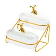 thumbnail image 1 of deevoka Dried Fruit Dish with Lid Platter Serving Tray for Cookies Appetizer Kitchen White 2 Tiers, 1 of 9