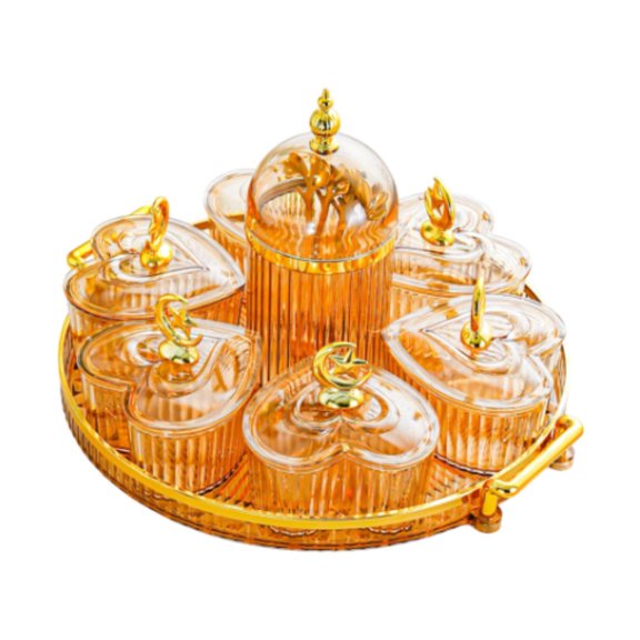 deevoka Dried Fruit Plate Candy Nuts Dish with Lid with Stand,Divided Serving Dish,Appetizer Plate,for Wedding Appetizer Fruit Snacks Round