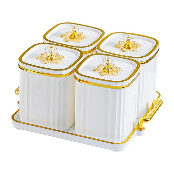 deevoka Dried Fruit Plate Divided Serving Dishes for Living Room Dining Room Kitchen White 4 grid