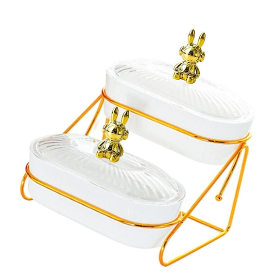 deevoka Dried Fruit Tray Organizer Fruit Bowls Serving Tray for Candy Appetizer Nuts 2 Layer