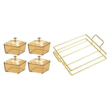 deevoka Dry Fruit Tray Appetizer Serving Plate for Housewarming Festival Centerpiece Gold with 4 Grids