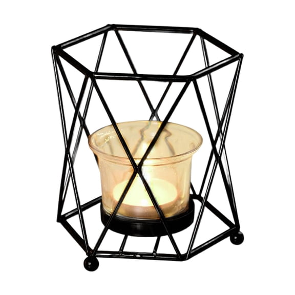 deevoka Durable Glass Candle Holder Tealight Candlestick Pillar Candle Candleholder Prayer Candle Pen Holder Pot Candelabras Stand for Living Room , Black 10x9x11cm