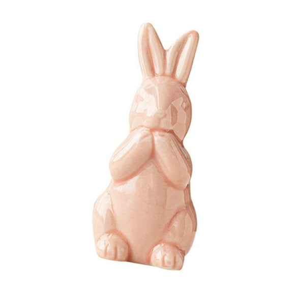 deevoka Easter Bunny Figurine Ceramic Cute Rabbit Statue for Entrance Bookshelf Home S