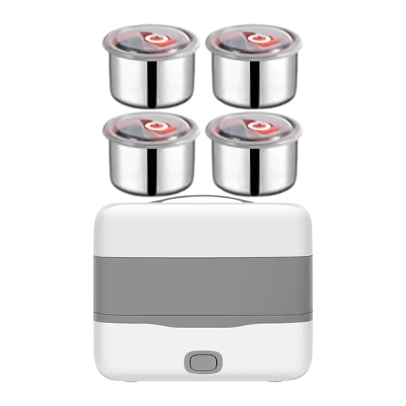 deevoka Electric Lunch Heater Bento Box Leakproof Food Warmer for Outdoor Home Truck 2 tier Middle handle