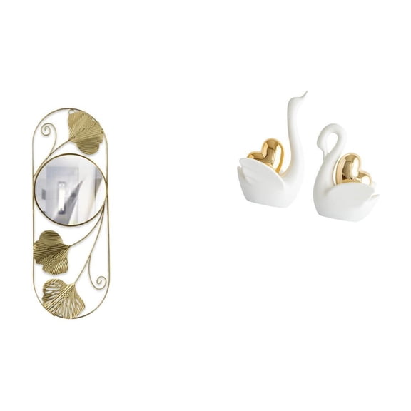 deevoka Elegant Swan Mirror Decor for Living Room Corridor Entryway Hallway Cabinet and Bookshelf Tabletop Ornament Art Crafts