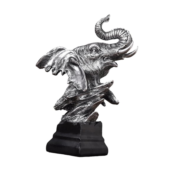 deevoka Elephant Resin Sculpture Elephant Decor Creative Durable Weatherproof Home Decor Silver