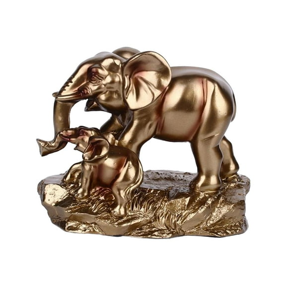 deevoka Elephant Statue Artwork Resin Elephant Figurine for Household Kitchen Dining Family of two