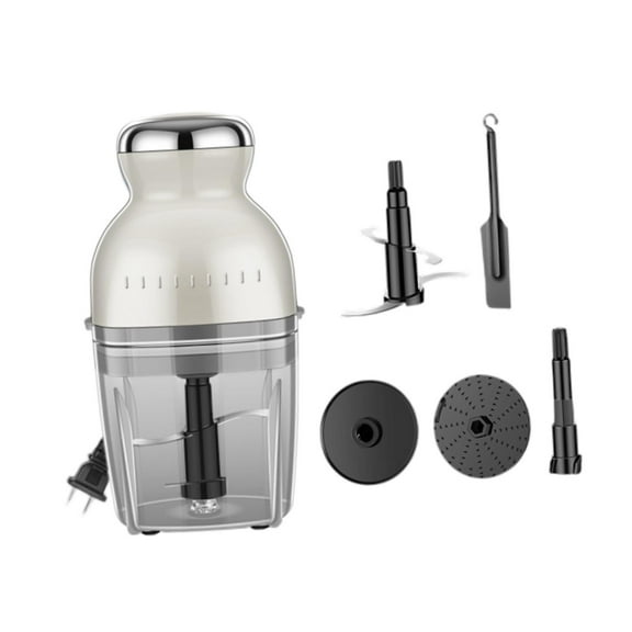 deevoka Eletric Meat Grinder Portable Juice Cup Food Processor for Beef Chicken Meat beige white