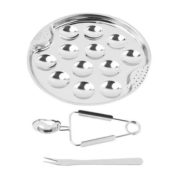 deevoka Escargot Baking Dish Plate Set Sturdy Snail Plate for BBQ Kitchen Restaurant