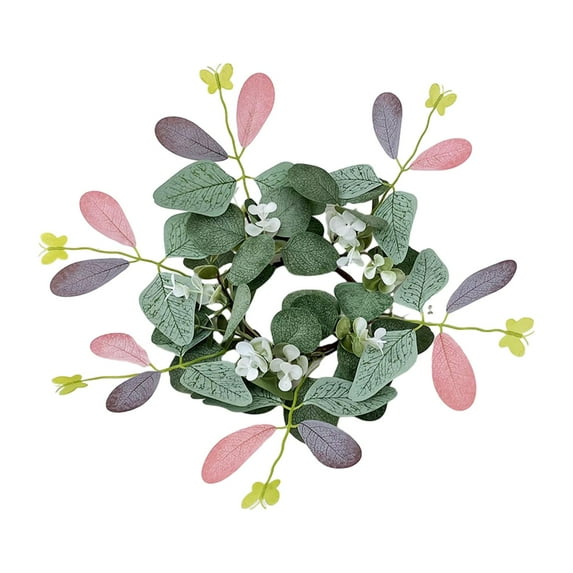 deevoka Eucalyptus Leaves Wreath Artificial Floral Candle Rings Ornament Pillar Candle Double Color