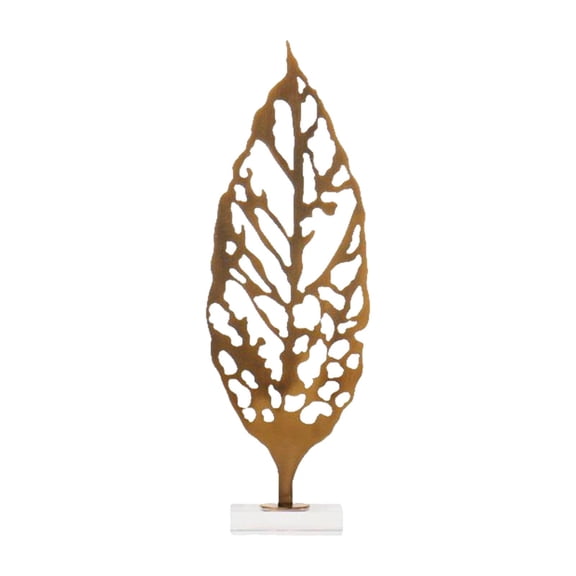 deevoka European Leaf Figurine Model Gifts Modern Sculpture Abstract Metal Leaf Ornament L