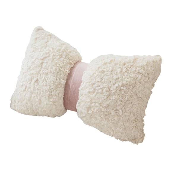 deevoka Faux Fur Throw Pillow Bow Shape Bedding Back Support Pillow for Bed Car Sofa
