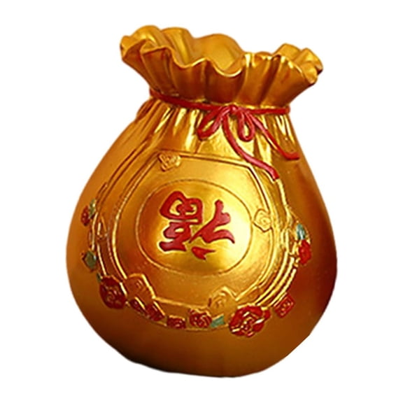 deevoka Feng Shui Money Bag Figurine Flower Vase Creative Desktop Ornament Flowerpot for Gold