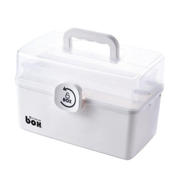 deevoka First Aid Box with Portable Handle, Family Emergency Kit, Multi-Purpose Box, Emergency Transparent Lid Box, Easy Accessibility White 3-Tier