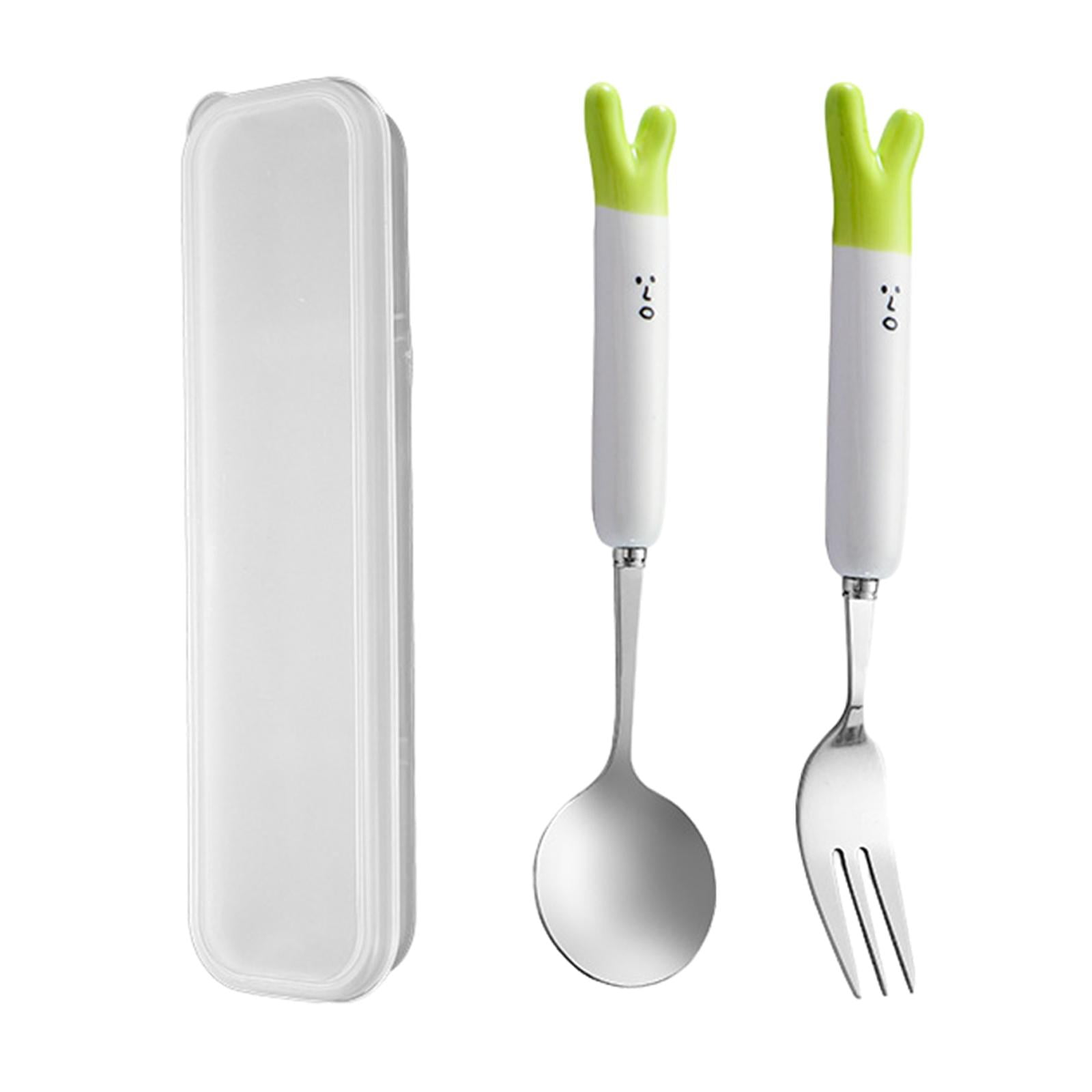 deevoka Fork and Spoon with Case Fruit Shapes Travel Utensils for Party