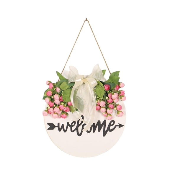 deevoka Front Door Hanging Sign ,Welcome Wreath Porch Decoration ,Wall Decor Plaque for