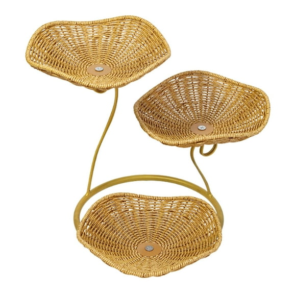 deevoka Fruit Basket 3 Tiered Imitation Rattan Lightweight Versatile Stand Organizer