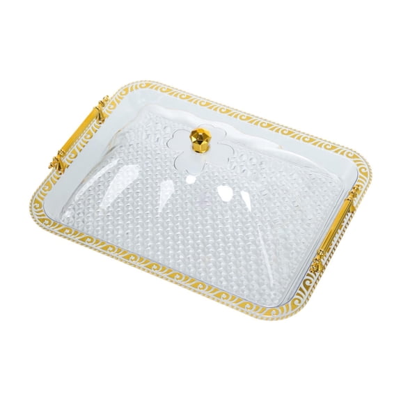 deevoka Fruit Snack Plate with Handle and Lid Food Tray Coffee Table Tray Home Decor S