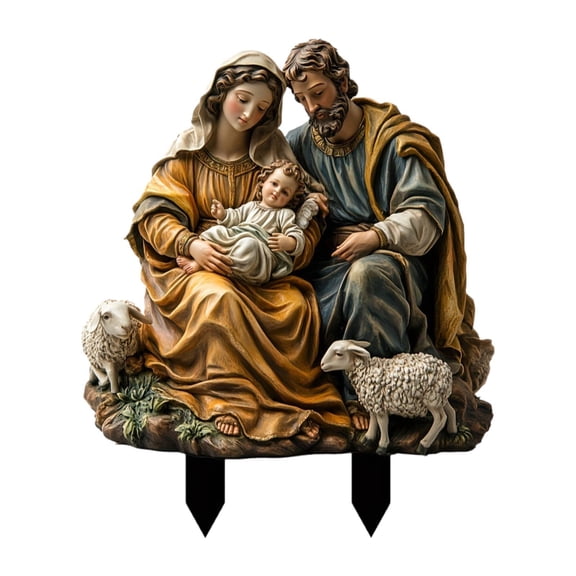 deevoka Garden Jesus Nativity Scene Stake 2D Decorative Stake for Walkway Yard Patio