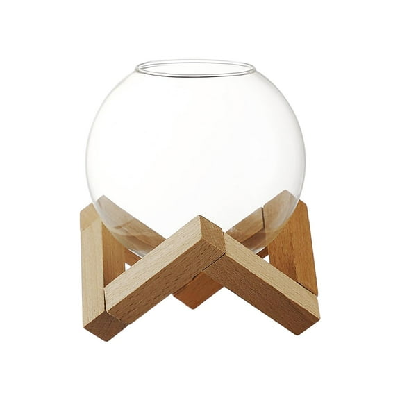 deevoka Glass Cup Ball Shape with Stand Transparent Glassware Drinks Cup Easily 370mL