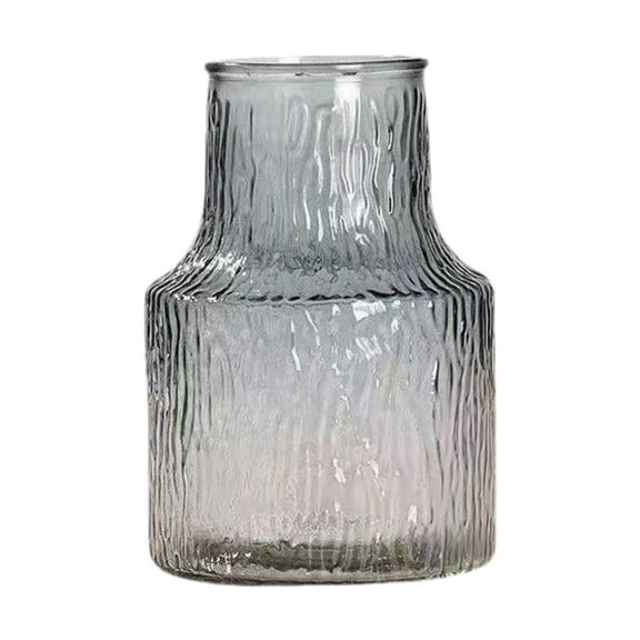 deevoka Glass Flower Vase Creative Round Flower Jug for Table Drawing Room Fireplace Gray