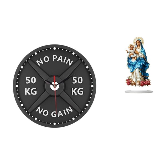 deevoka Gym Clock Barbell Wall Clock Acrylic Desktop Decor Silent Movement Weightlifting Table Sign Suitable for Workout Room Home Office Bedroom Living Room