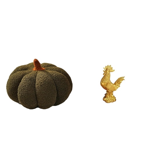 deevoka Halloween Pumpkin Pillow And Chicken Sculpture Pillow Throw Pillow Rooster Figurine Resin Statue Suitable for Bedroom Living Room Desktop Gift G
