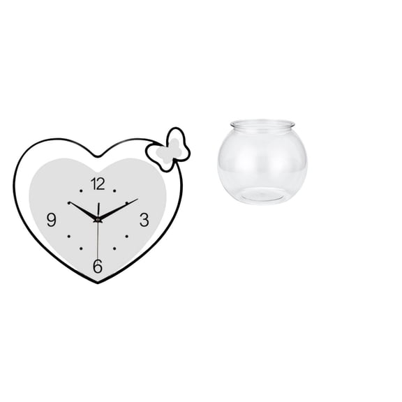 deevoka Heart Shape Wall Clock Acrylic Creative Design Quiet Movement Art for Study Room Cafe Office Transparent Small Fish Tank Clear Household Ornament DIY