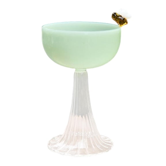 deevoka Ice Cream Bowls Small Cute Milkshake Glass Goblet for Pudding Parfait Fruits Green Clear Base