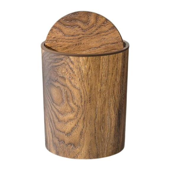 deevoka Imitation Wood Grain Trash Can Creative Trash Bin for Study Room Office
