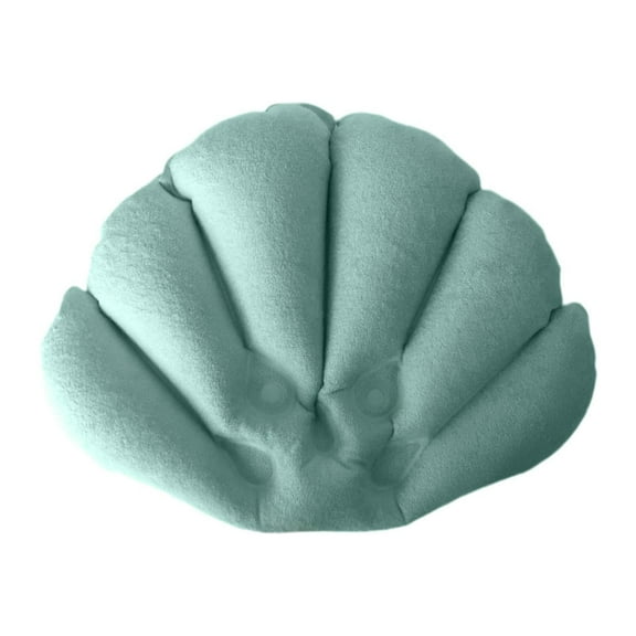 deevoka Inflatable Bath Pillow Shell Shaped Space Saving Head Supports Cushion Soft Bathtub Headrest Pillow Bath Support for Bathroom blue green