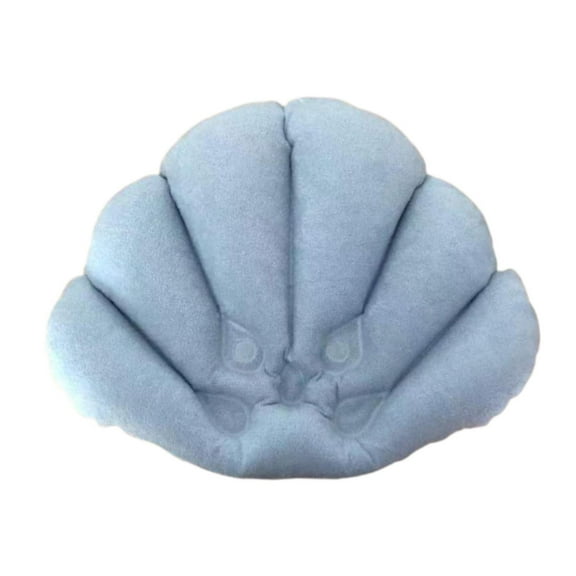deevoka Inflatable Bath Pillow Shell Shaped Space Saving Head Supports Cushion Soft Bathtub Headrest Pillow Bath Support for Bathroom blue