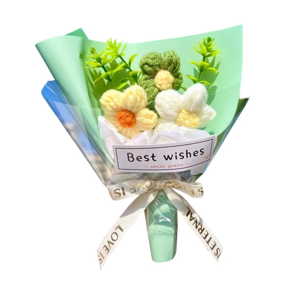 deevoka Knitted Artificial Flowers Crochet Flowers Decoration Ornament Artificial Artwork for Wedding Valentines Day Thanksgiving