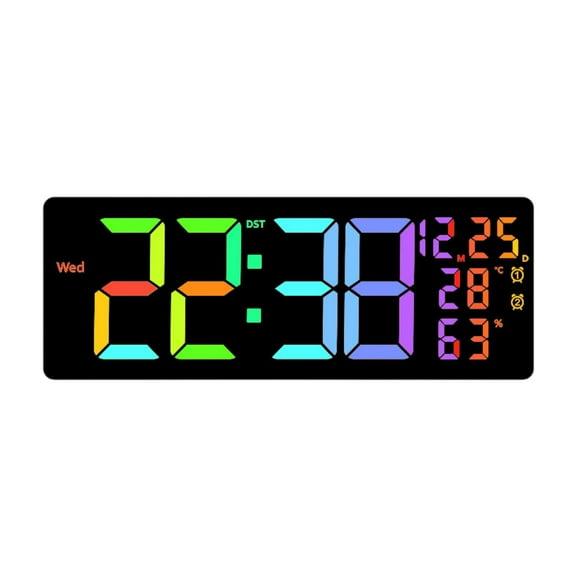 deevoka LED Digital Wall Clock Calendar 12/24H degreeF/ degreeC Switchable Auto Dimming Date Week