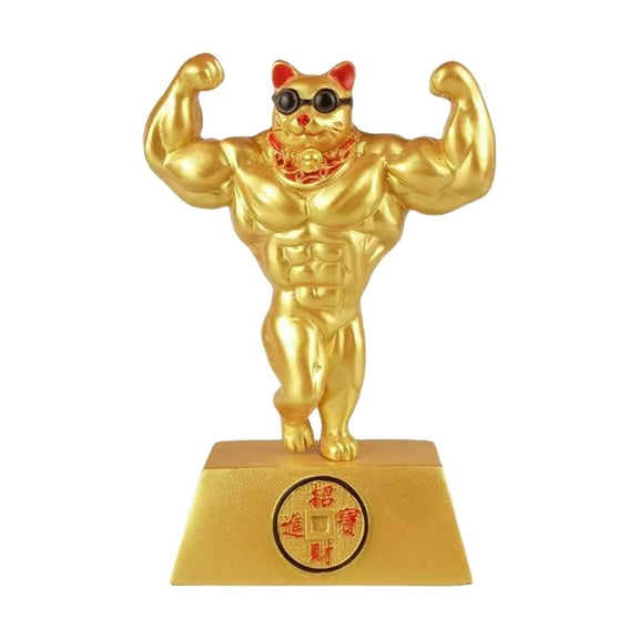 deevoka Large Chinese Lucky Cat Figurine Muscle Decoration Store Opening Decor 6.3" Gift