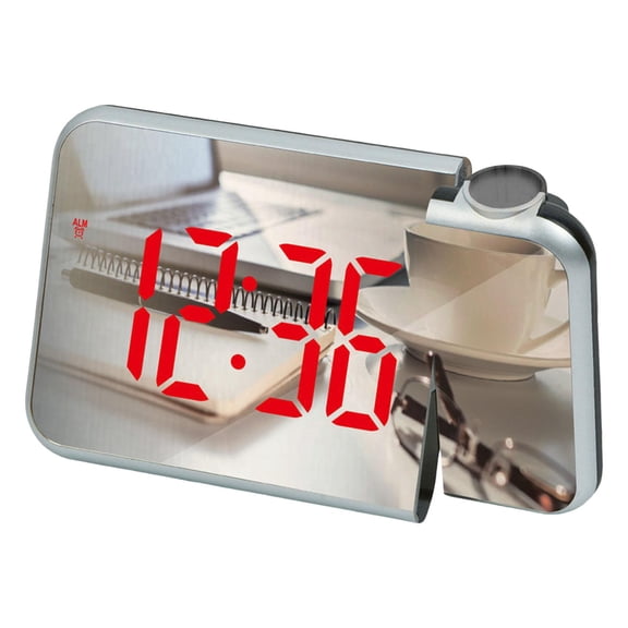 deevoka Large Display Projector Alarm Clock Bedside Wall Black Red Display Black Red Display