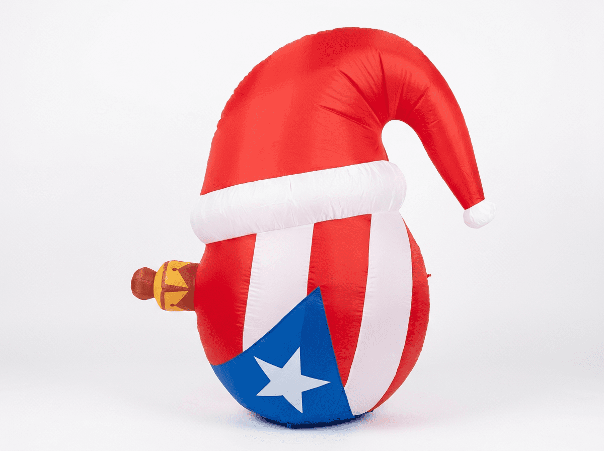 4FT Inflatable Ball with Santa Hat with w/Led light