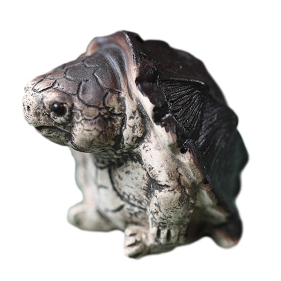 deevoka Little Snapping Turtle Statue Animal Sculpture Tea Pet Ornament Desk Collectable