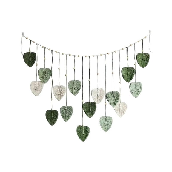 deevoka Macrame Wall Hanging Leaves Tapestry Wall Decor for Nursery Living Room Dorm Green