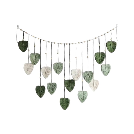 deevoka Macrame Wall Hanging Leaves Tapestry Wall Decor for Nursery Living Room Dorm Green