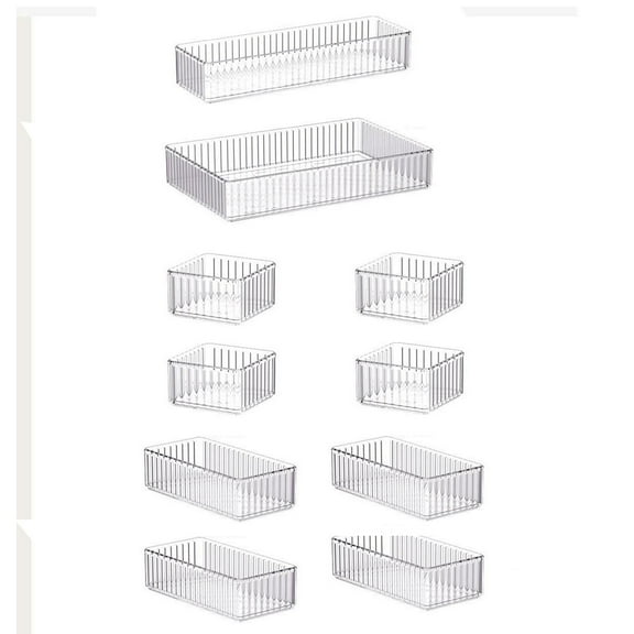 deevoka Makeup Organizer Acrylic Desktop Storage Basket for Dresser Countertop 10 Pieces
