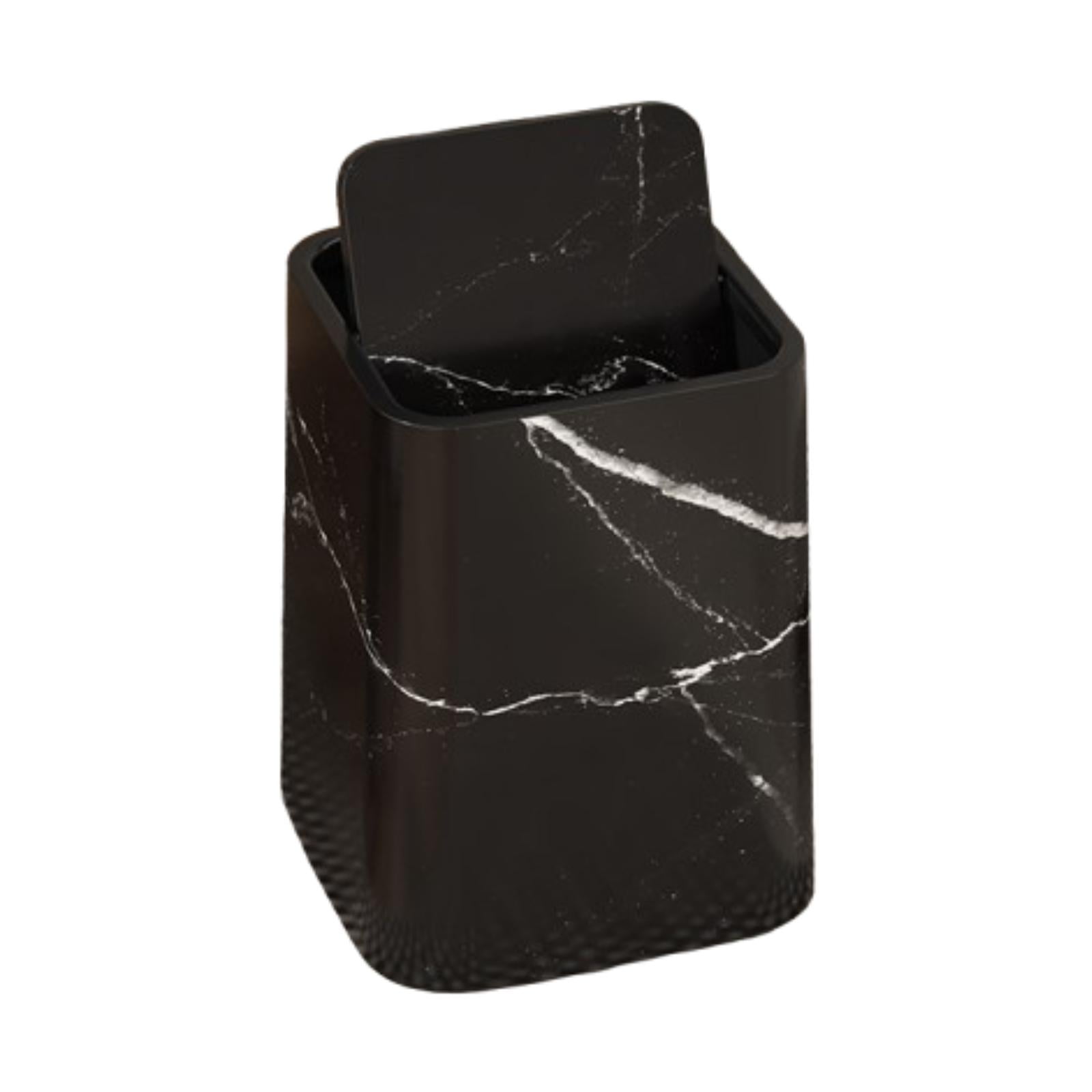 deevoka Marble Bathroom Trash Can Modern Garbage Container for Dorm ...