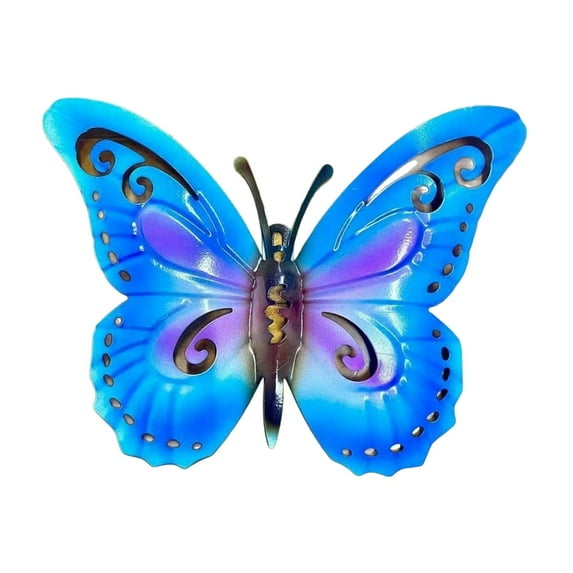 deevoka Metal Butterfly Wall Decor Wall Art Sculpture for Bedroom Centerpiece Office Blue