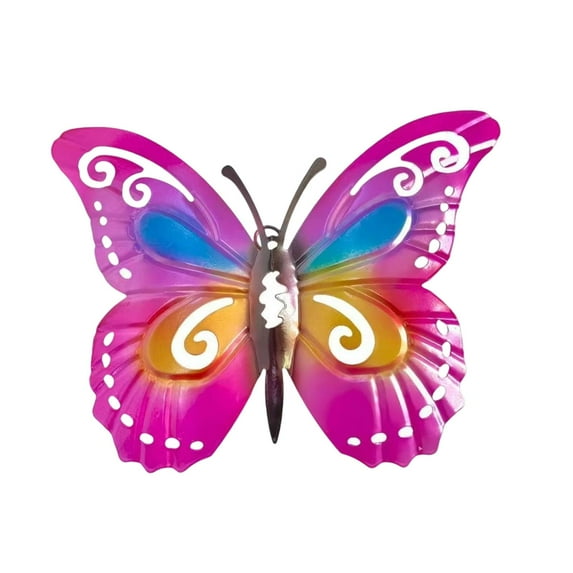 deevoka Metal Butterfly Wall Decor Wall Art Sculpture for Bedroom Centerpiece Office Pink