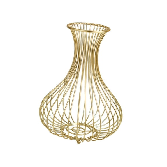 deevoka Metal Cork Display Holder Cork Collector Cage Storage Basket, Rustic, Vase Shape Golden