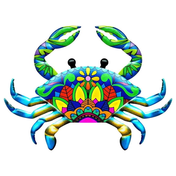 deevoka Metal Crab Decor Wall Sculptures Ornaments Garden Art for Patio Porch Fence Backyard Outdoor Hanging Decoration Blue