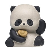 deevoka Mini Panda Figurine for Tea Enthusiasts, Purple Clay Tea Pet Small Sculpture for Style A 3.9x4x4.3cm