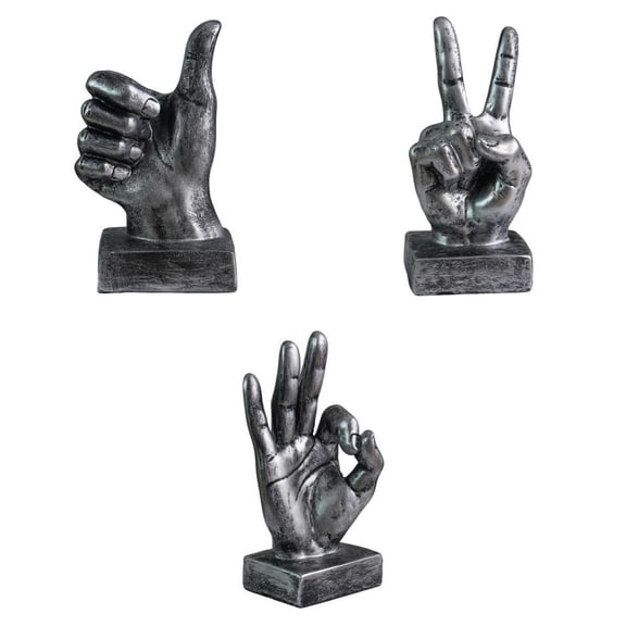 deevoka Miracle Shining Pack of 3 Chic Hand Gesture Sculpture Statue Office Shelf Decor